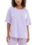 Roudelain Womens Round-Neck Dolman-Sleeve Pajama Sleep Shirt Lavender Fog L