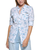 Dkny Jeans Womens Printed Button-Up Shirt E21S4HME