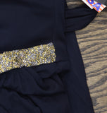 Blondie Nites Juniors One Shoulder Rhinestone Band Gown Dress Navy Blue 5