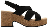 Clarks Nerisa Grace Wedge Cork Sandal 26187243 Black Nubuck 8.5M