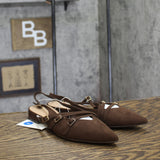 A New Day Twiggy Multi Buckle Mini Heel Flats 94303757 Brown 7M
