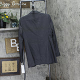 Calvin Klein Womens Single Button Blazer Suit Jacket Charcoal Gray / Cream 6