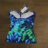 Mimi Flamingo Aria Bandini Tankini Swim Top Saltwater Tie Dye Blue Multi 10