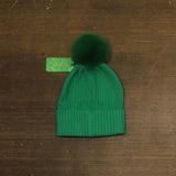 On 34th Gift Boxed Rib-Knit Beanie with Pom Pom and Rolled Cuff MO1542501 Green