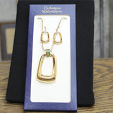 Catherine Malandrino Square Pendant Earrings & Necklace Set Gold / Green 30"