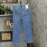 Gloria Vanderbilt Slim Boot Cut High Rise Crop Jeans Banaba Blue Hem Stones 8