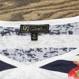 DG2 Womens Burnout Printed and Embellished Top 728911-Plus Navy Stripe Blue 1X