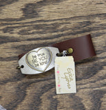 Erica Lyons True Be You Be Kind" Heart Cuff Bracelet Silver Gray / Brown 8.5"