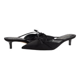 Marc Fisher Pointed Toe Faux Suede Kitten Heel Mules with Bow MFFLORIN3 Black 9M