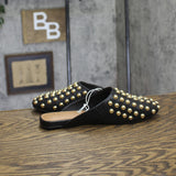 A New Day Channing Studded Slip-On Mule Flats 91636456 Jet Black / Gold 8M