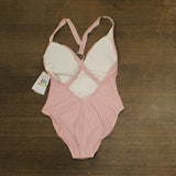 Michael Michael Kors Voyage Stripe V-Neck One Piece Swimsuit Rosewater Pink 8