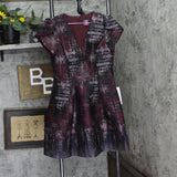 Vince Camuto Womens Jacquard Fit Flare Puff Sleeve Dress VC4M5667 Wine Red 8