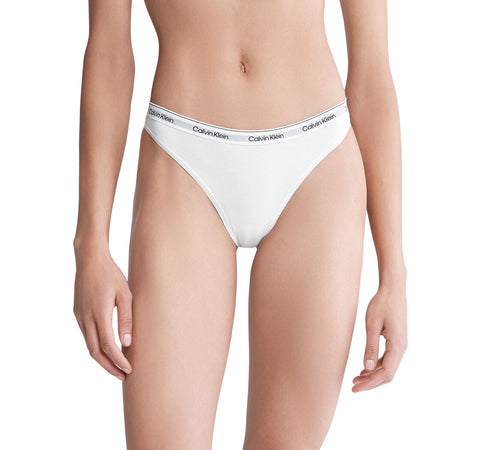 Calvin Klein Womens Cotton Modern Logo Thong QD5043 White S