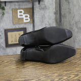 A New Day Faux Leather Block Heel Boots Black 6M