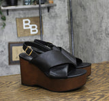 Universal Thread Womens Naomi Wood Wedge Heels 92609515 Black 8.5M