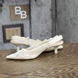 A New Day Milan Slingback Pumps Lace Pointed Toe 93708032 Cream Off White 8.5M