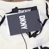 DKNY Womens Long Sleeve Pearl Trim Blouse UI2TYI48 Eggnog / Black XL