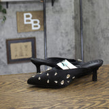A New Day Womens Katia Heels Satin Rhinestone Tear Drop 94663381 Black 8M