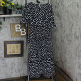 Tommy Hilfiger Womens Chiffon Polka-Dot Midi Dress Black / Cream 10