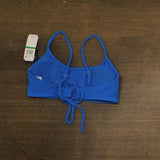 Salt + Cove Rib Scrunch Scoop-Neck Bralette Bikini Top Cosmic Cobalt Blue L