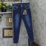 White Mark Plus Size Super Stretch 3 Pocket Jeans Dark Wash Leopard Blue 16W