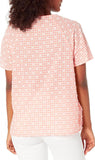 Foxcroft Angela Raglan Sleeve Gingham Clip Dot Blouse Peach Sorbet Orange 16W