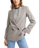 Mango Womens Double-Breasted Check Blazer Coat Jacket Charlotte Brown Multi 2XL