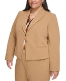 Calvin Klein Plus Size Cropped Long-Sleeve Blazer Jacket Luggage Brown 22W