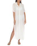 Raviya Womens Button-Down Maxi Dress Cover Up 76384 White L