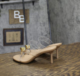 INC International Concepts Brisa Embellished Vinyl Sandals Dark Almond Brown 7M