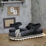 Bearpaw Orion Womens Platform Slingback Sandals 1009137124 Black / White 10M