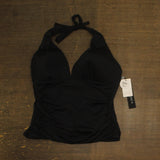 La Blanca Womens Standard Island Goddess Halter Tankini Swimsuit Top Black 14