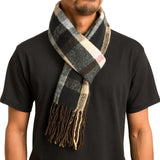 Alpine Swiss Mens Plaid Scarf Soft Winter Fringe 87987642 Brown Navy Multi