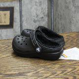 Crocs Kids Unisex Classic Lined Slippers Clog 203506-060 Black / Black 9T
