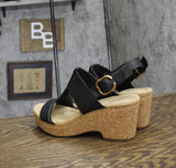 Clarks Womens Giselle Style Wedge Sandal 26177163 Black Leather 10M