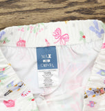 Max & Olvia Satin Holiday Christmas Pajama Pants Ivory Off White Multi L (10/12)