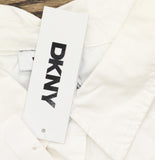 DKNY Womens Cotton Sleeveless Ladder-Trim Blouse Button Up Crochet White XL