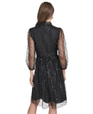 Halston Womens Sequined Black Fit & Flare Dress HD4I3A64 Black 12