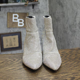 A New Day Cailin Ankle Sparkling Block Heel Booties 90511490 Silver Gray 7.5M