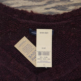 American Eagle Acrylic Wool Open Knit Pullover Sweater V-Neck Berry Purple S