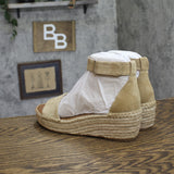 Franco Sarto Womens Pela Suede Wedge Platform Sandals Sandstone Brown 10M