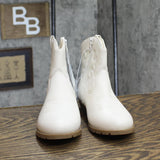Cat & Jack Girls Youth Ashleigh Zipper Western Boots 87831699 Ivory Off White 2
