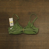 Salt + Cove Womens Solid Lurex Twist-Front Swim Top SC25081GT Olive Green M