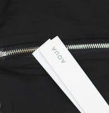 Aqua Feather Trim Bandeau Faux Leather Top IBO26647 Black XS
