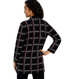Kasper Womens Edge Notched Collar Faux Button Open Front Coatigan Black Multi XL