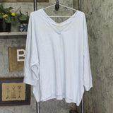 Barefoot Dreams Slub Burnout Jersey Dolman Shirt A688918 Snow Drop Light Blue 3X