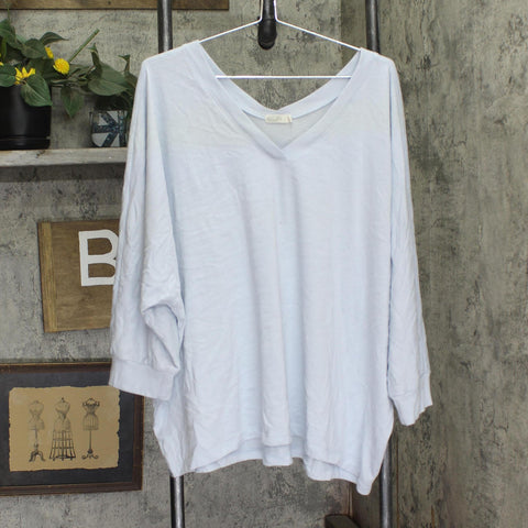Barefoot Dreams Slub Burnout Jersey Dolman Shirt A688918 Snow Drop Light Blue 3X