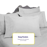 Sweet Home Collection Count Sheets Set with Pillow Cases Silver Gray Queen