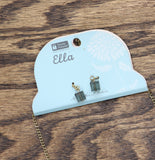 Ella Geometric Pendant Dangly Earring Necklace Set Gold / Smoky Gray 18" + 3"