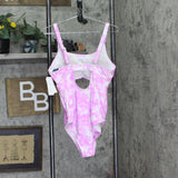 Salt + Cove Trendy Plus Size Tie-Dye Cutout One-Piece Swimsuit Pink Print 1X